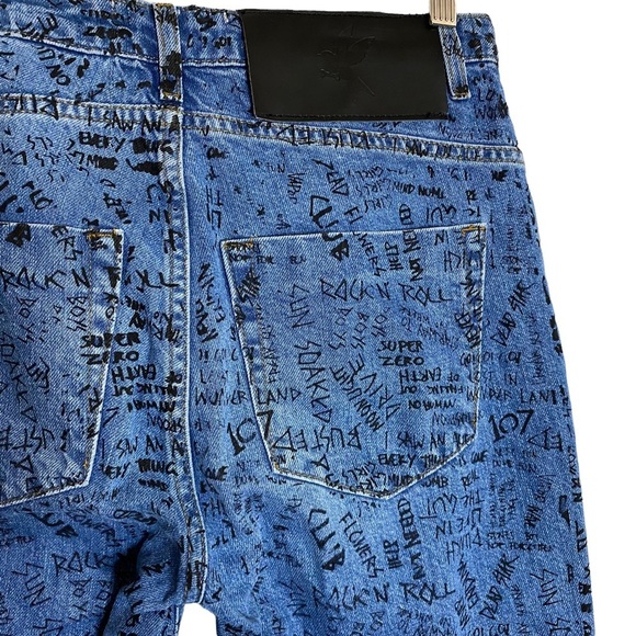 One Teaspoon Graffiti High Rise Straight Leg Cropped Raw Hem Jeans 22 XXS 00 - Picture 12 of 17